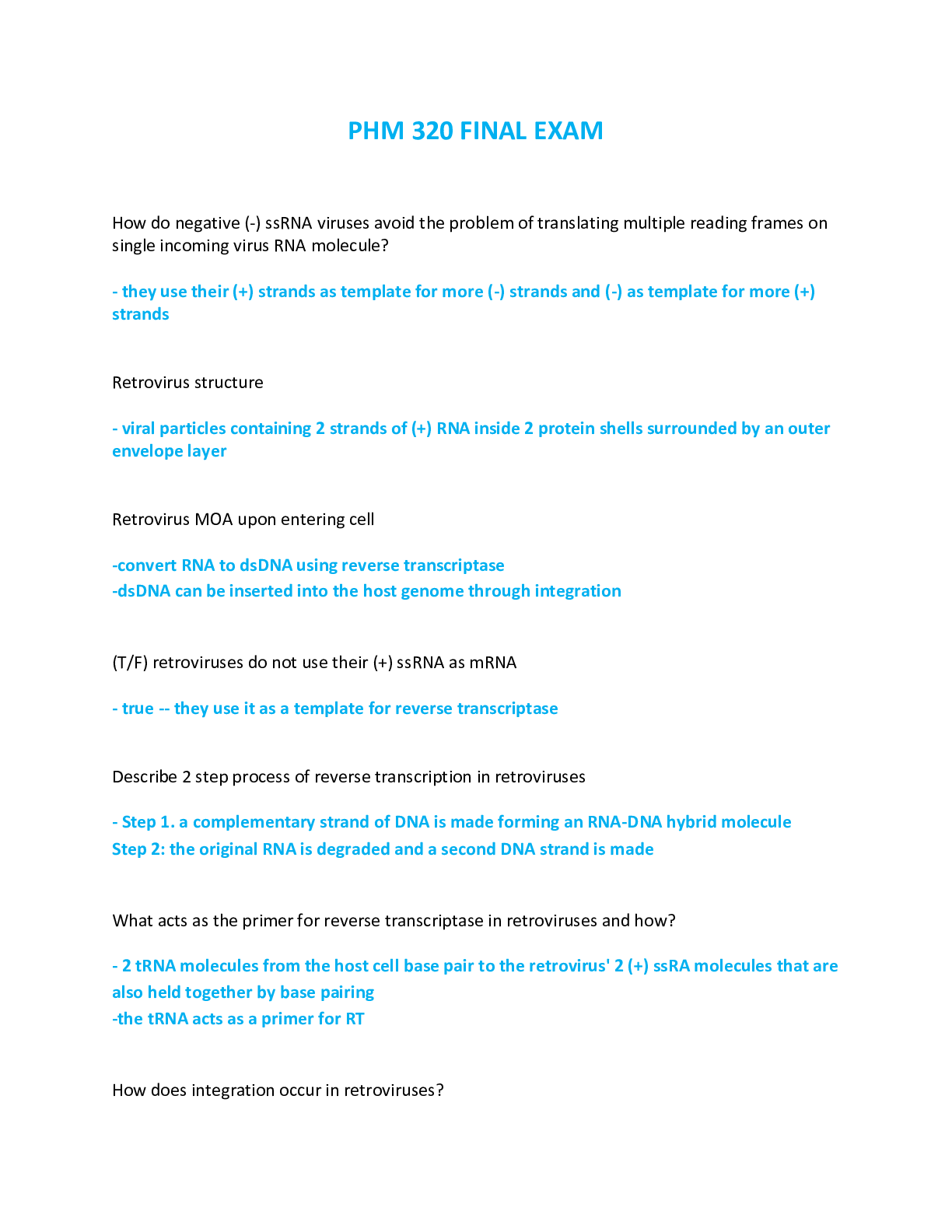 Preview image of PHM 320 FINAL EXAM document